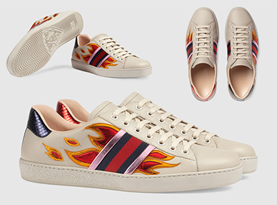 Gucci Ace Low-Top Flames