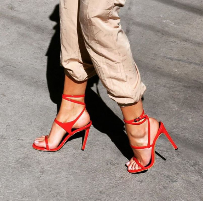 red comfy high heels
