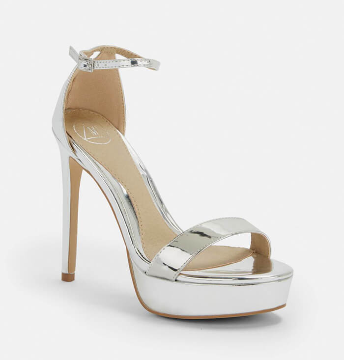 simple silver high heels sandal
