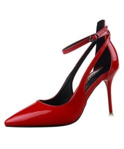 9.5 cm Hollow Out Buckle Pointed Toe European Style High Heel Pumps