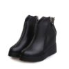 Black Heel Increasing Ankle Strap Zipper Casual Boots