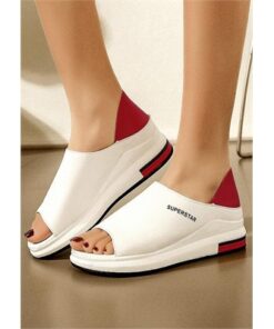 Color Block Peep Toe Wedge Sandals