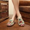 Embroidery Pattern National Wind Hollow Out Slip On Flat Sandals