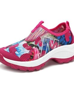 Flower Mesh Breathable Platform Rocker Sole Casual Shoes