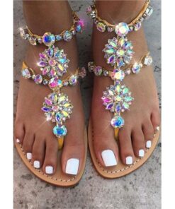 Imitated Crystal Flat Sandals