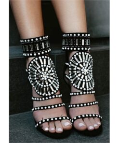 Imitated Crystal Heeled Sandals