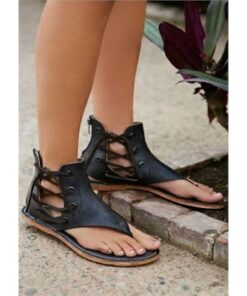 Lace Up Flip Flop Flat Sandals