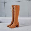 Large Size Knee High Block Boots