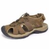 Large Size Men Leather Toe Protecting Adjustable Buckle Hook Loop Outdoor Sandals