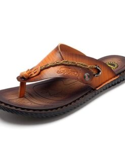 Men Clip Toe Slippers Comfortable Soft Sole Flat Casual Beach Sandals