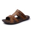 Men Metal Buckle Comfortable Slippers Flat Casual Beach Shoes