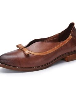SOCOFY Retro Flat Leather Shoes