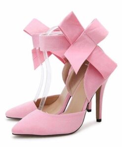Sexy Butterfly Knot Removable Slim Pointed Toe High Heel Stilettos Pumps