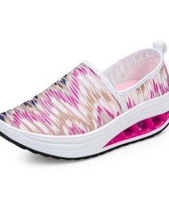 Stripe Elastic Mesh Rocker Sole Shake Shoes For Women