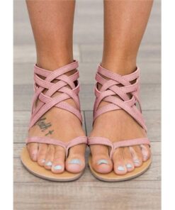 Summer Cross-Tied Zipper Flat Sandals