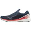 Mizuno Wave Duel Sonic - Mens Running Shoes - Dress Blues/High Risk Red/White
