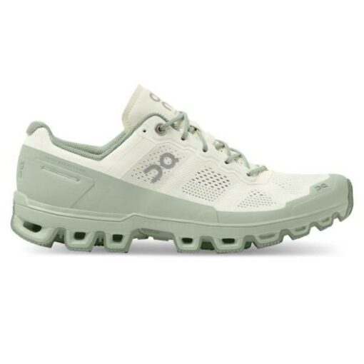 On Cloudventure - Womens Trail Running Shoes - White Cream/Moss